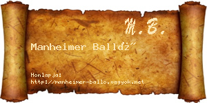Manheimer Balló névjegykártya